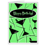 Feliz cumpleaños Martini en verde Tarjeta