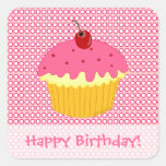 ¡Feliz cumpleaños! Pegatinas rosados de la magdale