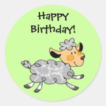 ¡Feliz cumpleaños! (pequeño cordero) Etiqueta Redonda