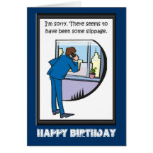 Feliz cumpleaños, resbalamiento tarjetón