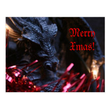 Feliz dragón de Navidad Tarjetas Postales