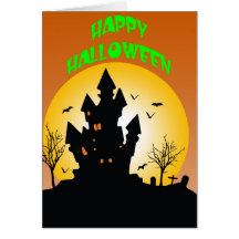 Feliz Halloween de la casa encantada Felicitación