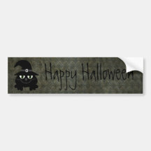 Feliz Halloween lindo del Grunge del vintage del g Etiqueta De Parachoque