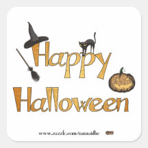Feliz Halloween Calcomanías Cuadradass Personalizadas