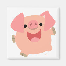 Feliz imán del cerdo del dibujo animado
