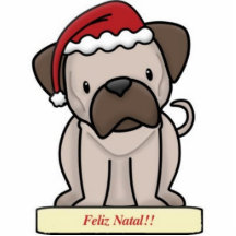 Feliz Natal! Pug 2 Fotoescultura