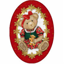 Feliz ornamento del oso de peluche de Beary Escultura Fotografica