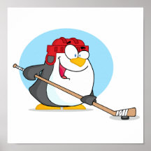 Feliz-Pingüino-Jugar-Hielo-Hockey Impresiones