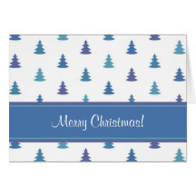 Feliz tarjeta de los árboles de navidad en azul y 