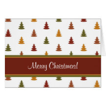 Feliz tarjeta de los árboles de navidad en rojo y 