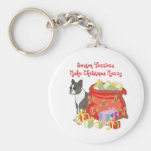 feliz terrier de Boston Llavero Personalizado