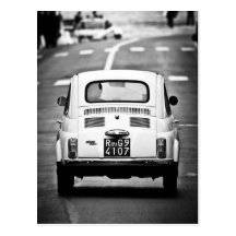Fiat 500 en Roma, Italia Tarjeta Postal