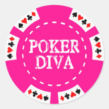 FICHA DE PÓKER DE LA DIVA DEL PÓKER PEGATINA REDONDA
