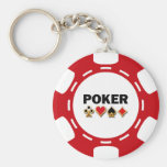 FICHA DE PÓKER ROJA Y BLANCA LLAVEROS