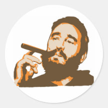 Fidel Castro con el pegatina del retrato del cigar