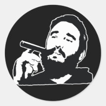 Fidel Castro con el pegatina del retrato del cigar