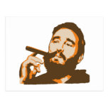 Fidel Castro con la postal del retrato del cigarro