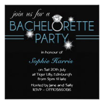 Fiesta azul de Bachelorette del anillo de Bling Invitación