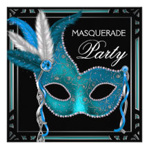 Fiesta azul de la mascarada de la máscara del trul invitacion personal 