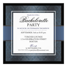 Fiesta azul negro de Bachelorette del damasco y de Comunicado