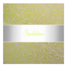 Fiesta blanco de plata de Paisley de la cal elegan Comunicado Personalizado