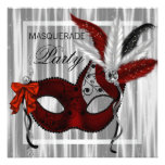 Fiesta blanco negro rojo de la mascarada invitación