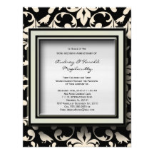 Fiesta de aniversario blanco y negro Invitatio del Invitaciones Personalizada