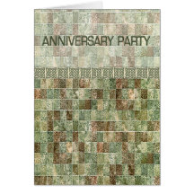 Fiesta de aniversario verde de las tejas de mosaic felicitaciones