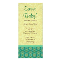 Fiesta de bienvenida al bebé amarilla y verde del  invitación personalizada