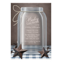 Fiesta de bienvenida al bebé azul de la guinga de  invitaciones