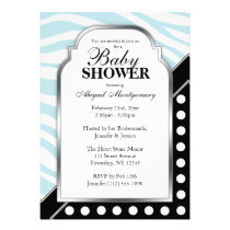 Fiesta de bienvenida al bebé azul del estampado de invitaciones
