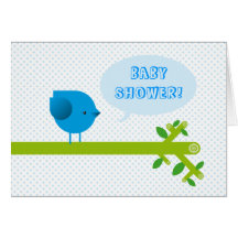 Fiesta de bienvenida al bebé azul del pájaro tarjeta