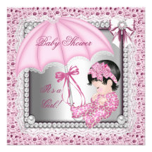 Fiesta de bienvenida al bebé blanca rosada bonita  comunicado personalizado