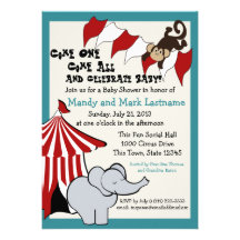 Fiesta de bienvenida al bebé del circo invitación