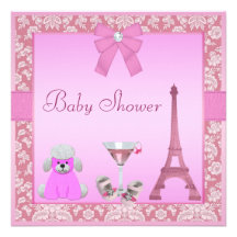 Fiesta de bienvenida al bebé elegante del caniche  invitación personalizada
