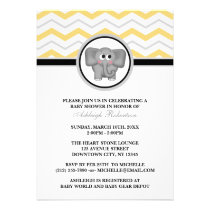 Fiesta de bienvenida al bebé gris amarilla de Chev invitaciones