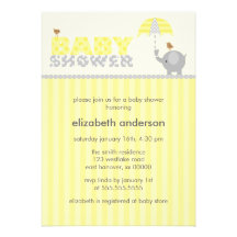 Fiesta de bienvenida al bebé gris y amarilla del e invitaciones personalizada