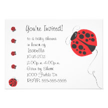 Fiesta de bienvenida al bebé Invit de la mariquita Invitaciones Personales
