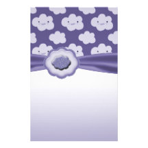 Fiesta de bienvenida al bebé mullida púrpura de la papelería