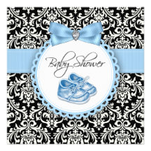 Fiesta de bienvenida al bebé negra y azul elegante comunicado personalizado