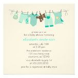 Fiesta de bienvenida al bebé neutral {verde} de la invitacion personalizada