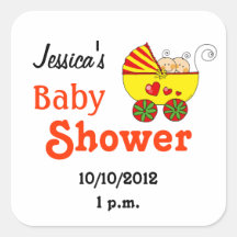 Fiesta de bienvenida al bebé para el bebé y el chi pegatina cuadradas personalizada