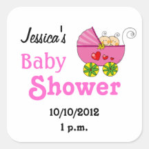 Fiesta de bienvenida al bebé para las niñas gemela calcomania cuadradas
