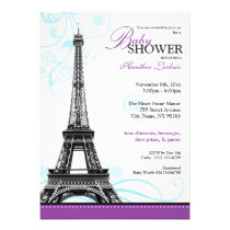 Fiesta de bienvenida al bebé parisiense de la torr invitaciones