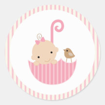 {fiesta de bienvenida al bebé} pegatina rosado de 