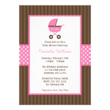 Fiesta de bienvenida al bebé rayada de los puntos  invitación personalizada