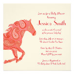 Fiesta de bienvenida al bebé roja del caballo de P Invitacion Personalizada
