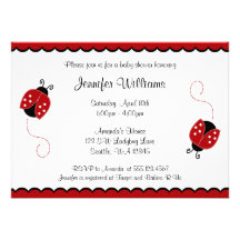Fiesta de bienvenida al bebé roja y negra linda de invitacion personalizada
