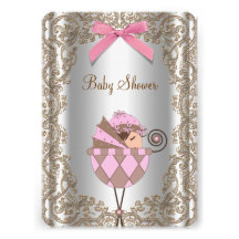 Fiesta de bienvenida al bebé rosada del chica del  comunicados personalizados