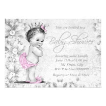 Fiesta de bienvenida al bebé rosada y gris del vin invitaciones personalizada